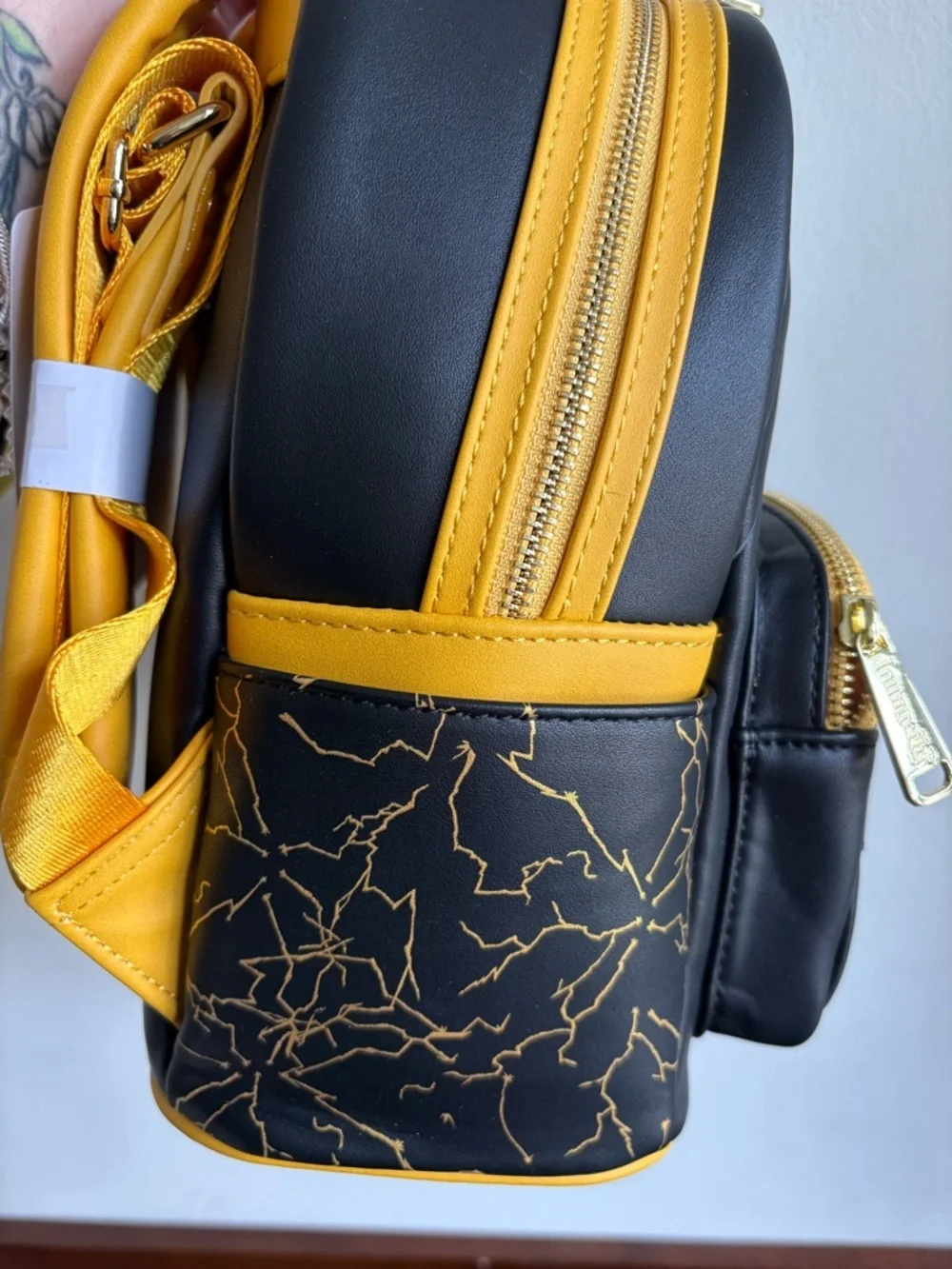 Loungefly Black and Yellow Lightning Bolt Mini Backpack
